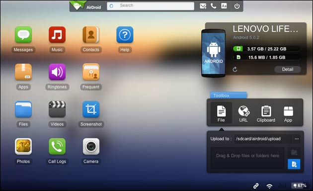 Android fernsteuern mit Airdroid