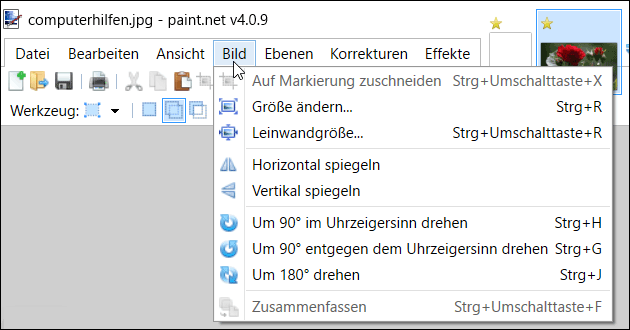 Paint.NET: Bild bearbeiten