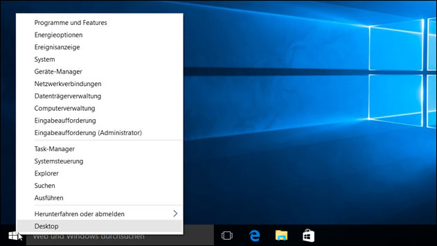 Windows 10 versteckte Startmenü