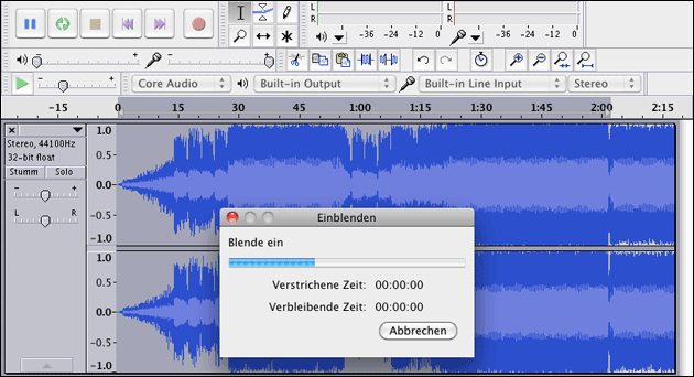 Audacity: Musik einblenden