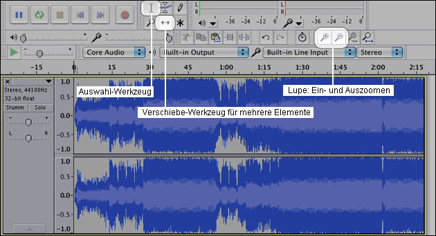 Audacity Werkzeuge