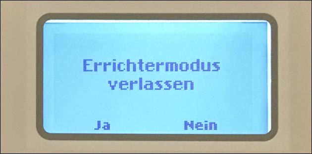 Errichtermodus verlassen