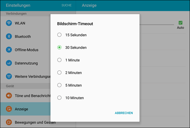 Android Bildschirm-Timeout umgehen