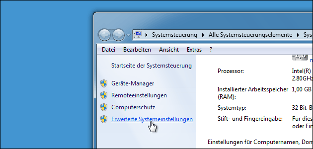 Erweiterte Systemeinstellungen