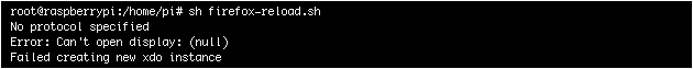 Error: Can't open display: (null) - Failed creating new xdo instance