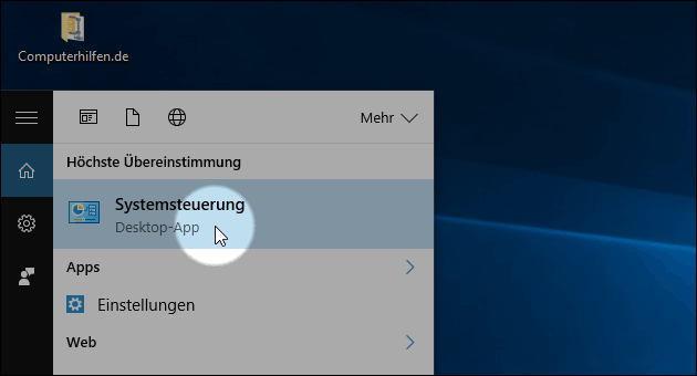 Windows 10 Systemsteuerung