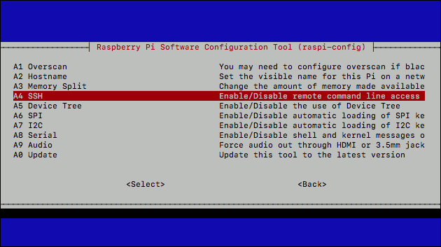 SSH aktivieren: raspi-config