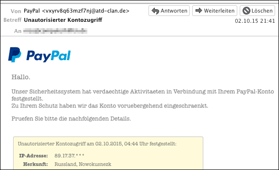 PayPal Phishing Mail