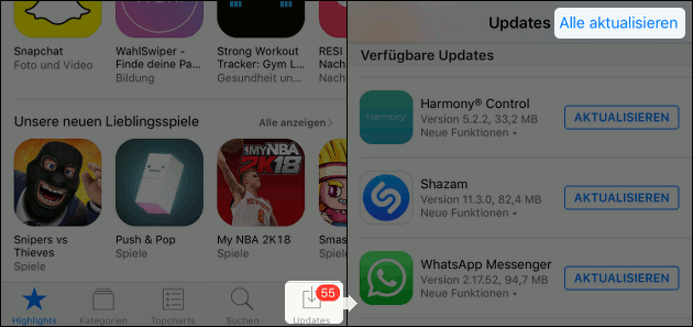 iPhone App Update laden