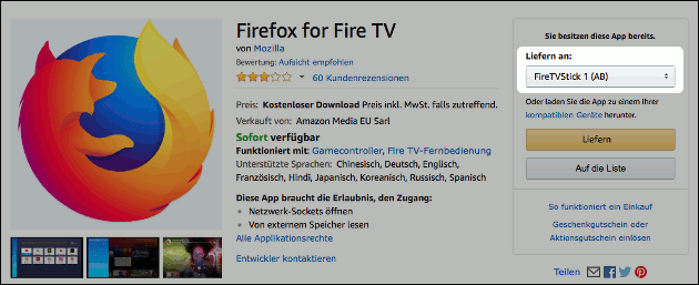 Fire TV YouTube mit Firefox