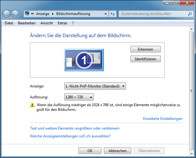 Windows 7 Auflösung