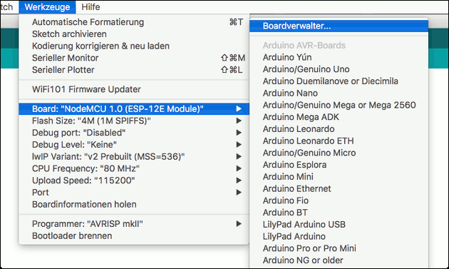 Arduino IDE Boardverwalter