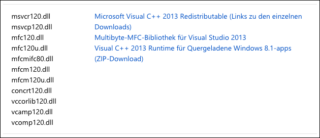 Download MSVCR120.dll + MSVCP120.dll