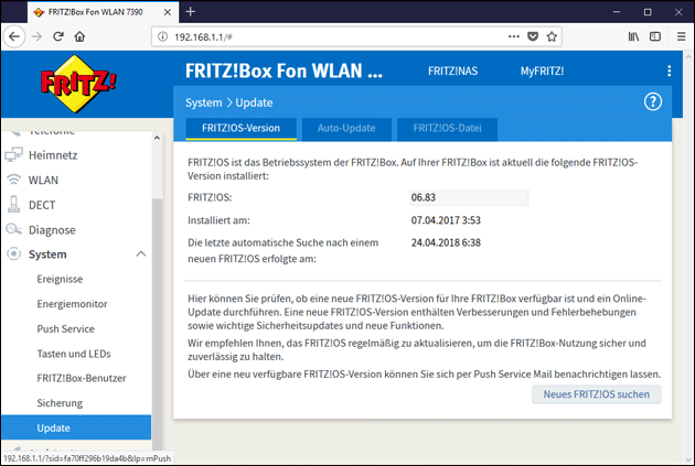 Fritzbox Update