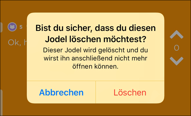 Jodel löschen