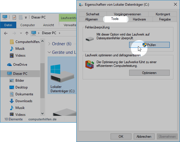 Windows Datenträger prüfen