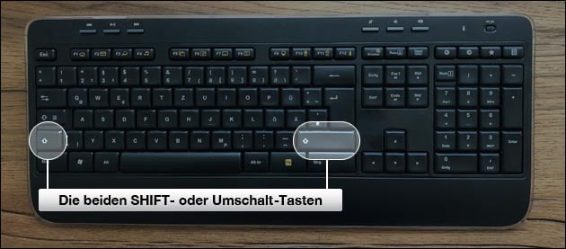 SHIFT Taste Tastatur