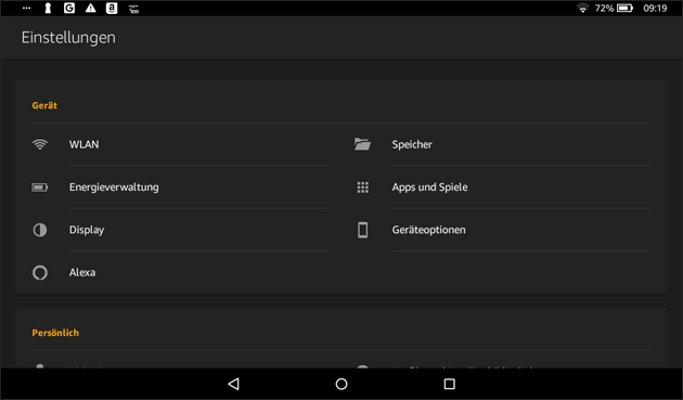 Fire Tablet Einstellungen