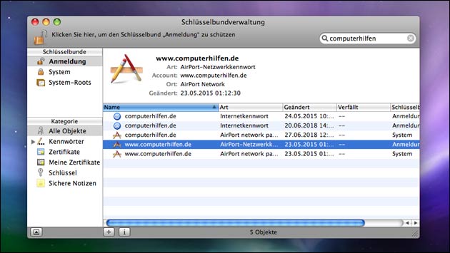 Mac WLAN Passwort anzeigen