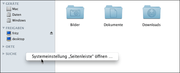 Mac Seitenleiste Einstellungen