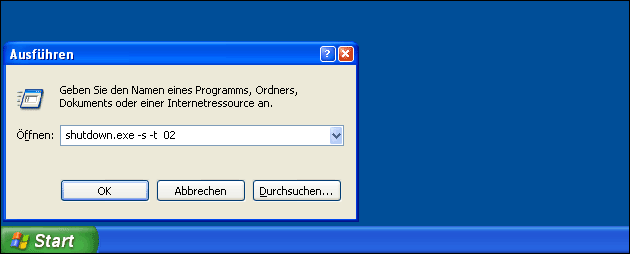 Windows XP herunterfahren