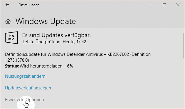 Windows Update Optionen