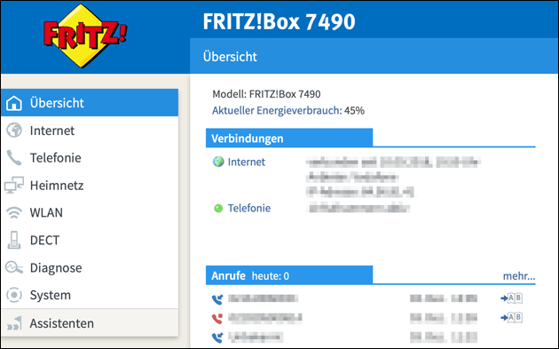 Fritz.Box Menü