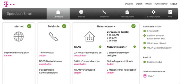 Speedport.ip Router Übersicht