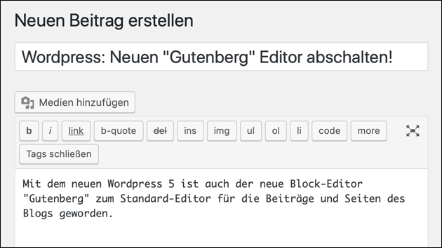 Alter WordPress Editor