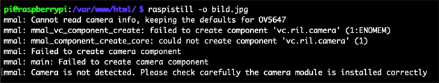 Raspberry Kamera Problem: failed to create component