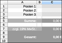 Excel Rechnung-Vorlage mit Mehrwertsteuer