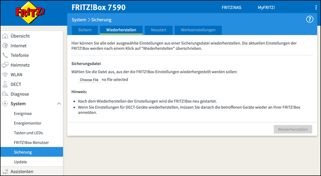 Fritzbox Backup laden