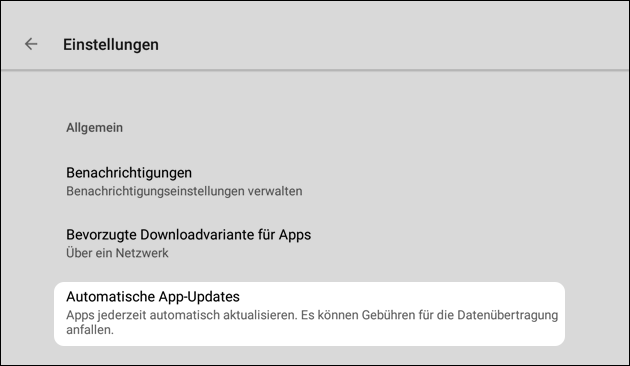 Play Store Updates stoppen