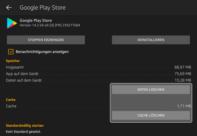 Play Store Cache löschen