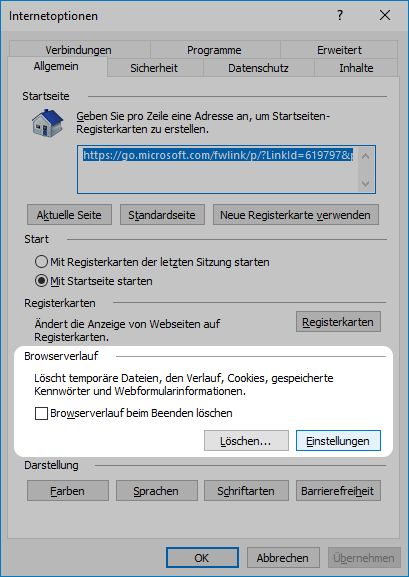 Microsoft-internetoptionen