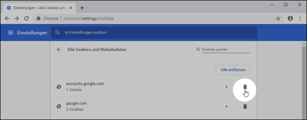 Chrome Cookies löschen