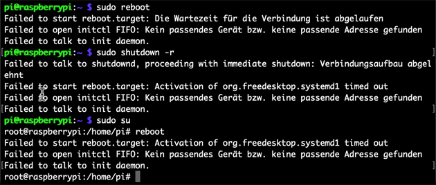 Lösung: Failed to start reboot.target