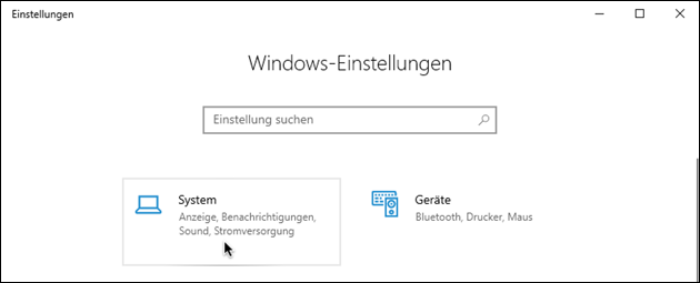 Windows System-Einstellungen