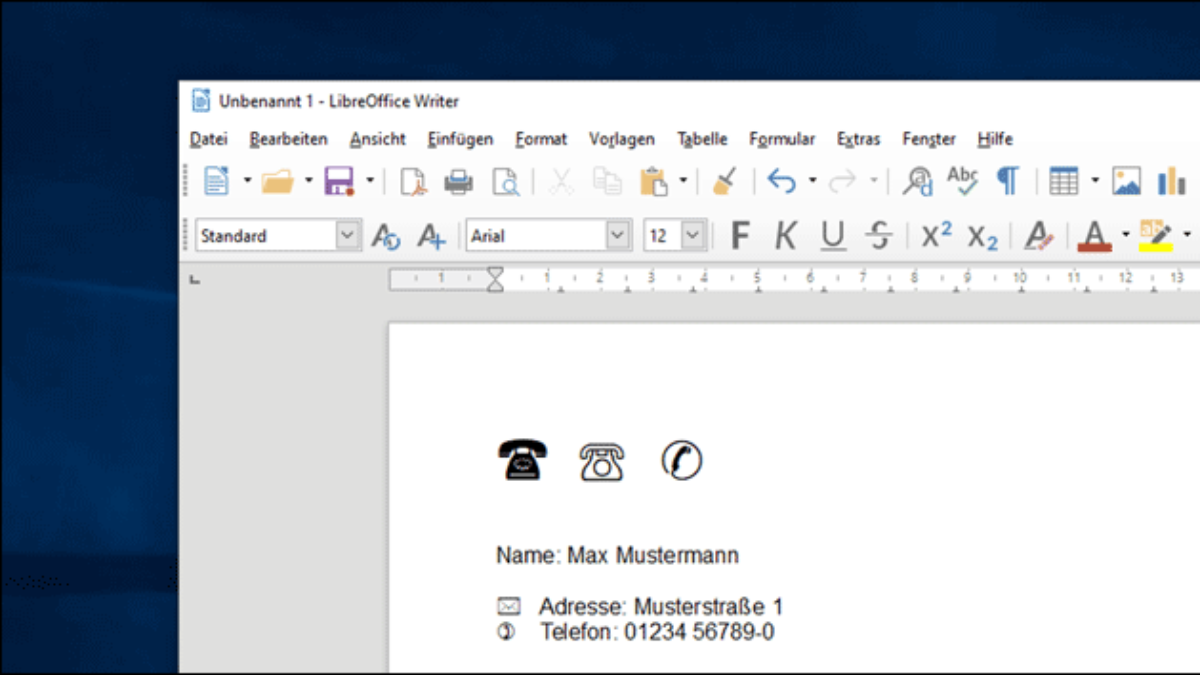 Telefon Symbol Unter Word Oder Openoffice