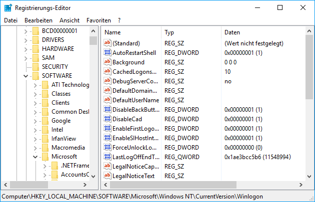 Windows Registry öffnen