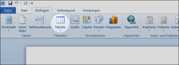 Word Tabelle einfügen