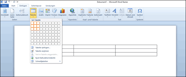 Word Tabelle erstellen