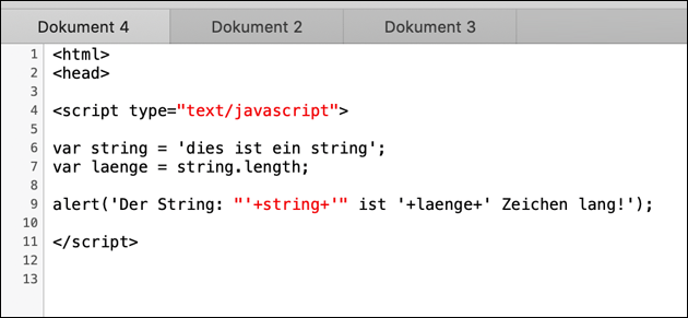 Javascript String Länge (Variable)