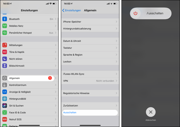 iPhone X ausschalten
