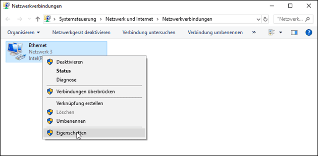 Netzwerk-Adapter Eigenschaften