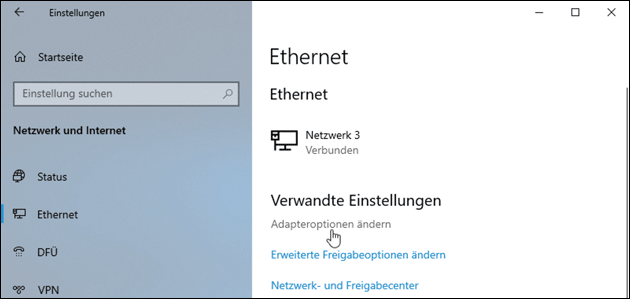 Windows Netzwerk-Adapter-Einstellungen