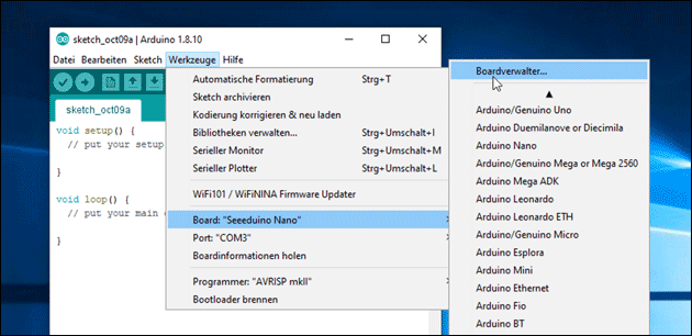 Arduino IDE mit Seeeduino nutzen