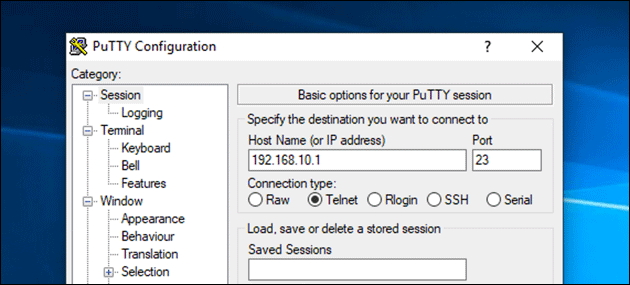 Putty: Telnet Maginon Repeater