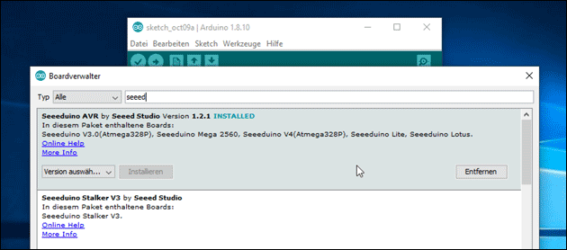 Seeeduino Board installieren