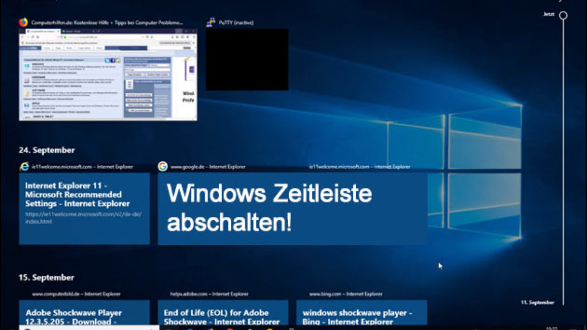 Windows Zeitachse Deaktivieren! - Computerhilfen.de